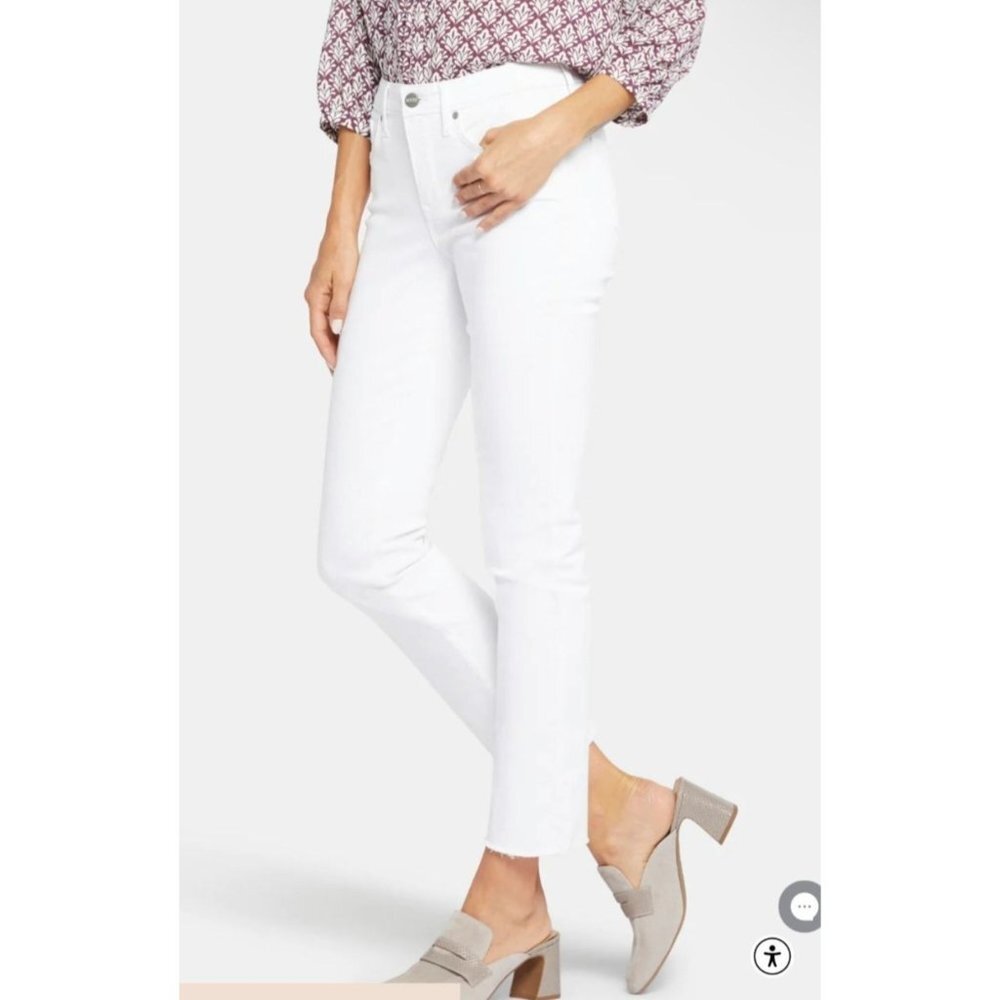 NYDJ Sheri Slim Lift Tuck Technology Size 14 High Rise High Waist White Jeans - Picture 2 of 13